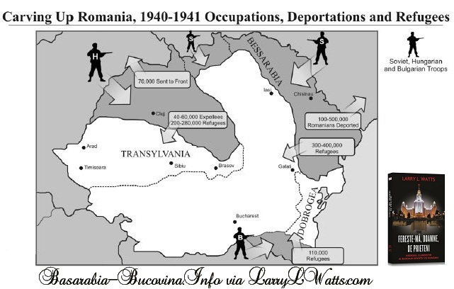 Romania-1940-under-Soviet-and-Hungarian-Atack-over-Basarabia-Bucovina-Dobrogea-and-Transilvania